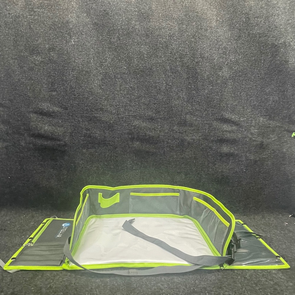 Stellar Gen 1:1 Kids Travel Tray Gray Lime Green Car Seat Activity Lap Desk Tray